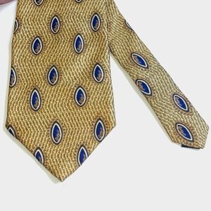 Bill Blass Geometric Silk Necktie Gold Purple 4" Colorful Vintage Classic Career